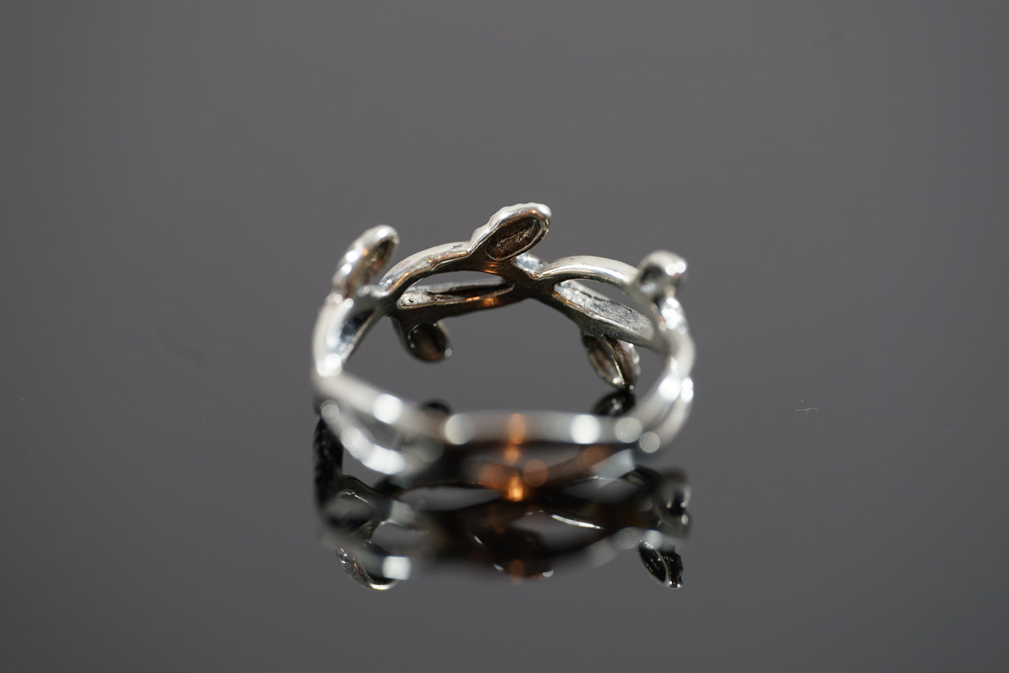 Silver Ring With Entangling Vine Design