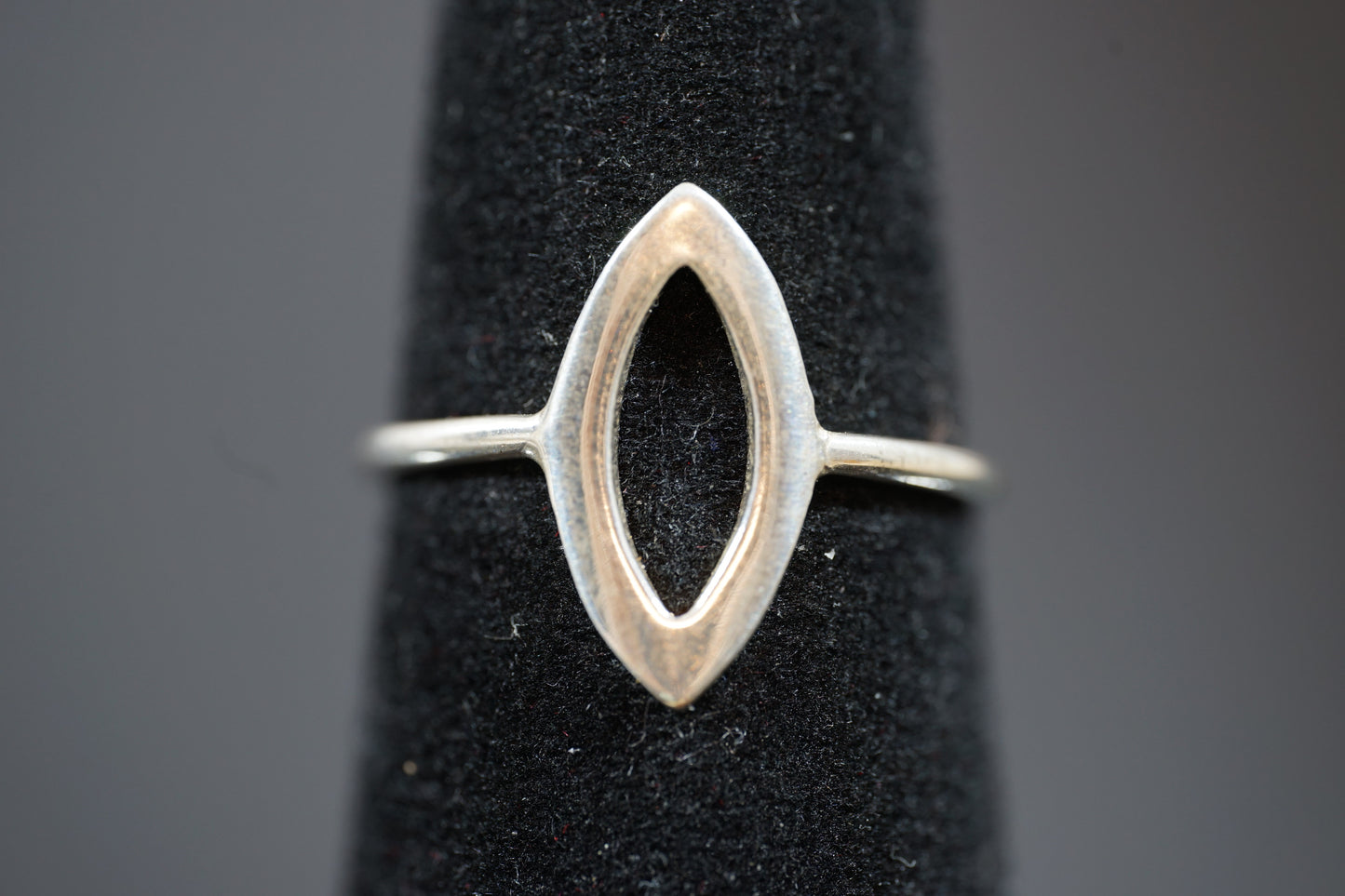 Silver Ring With Hollow Oval Point