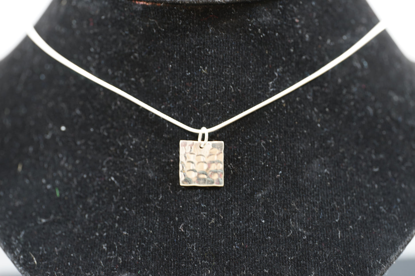 Square Silver Pendant With Engraved Design
