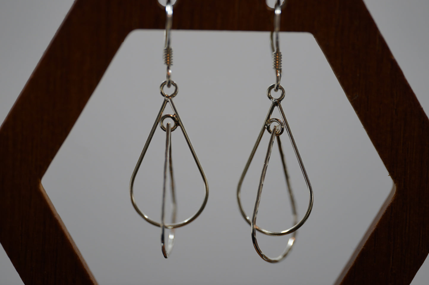 Hollow Oval Dangling Silver Earrings