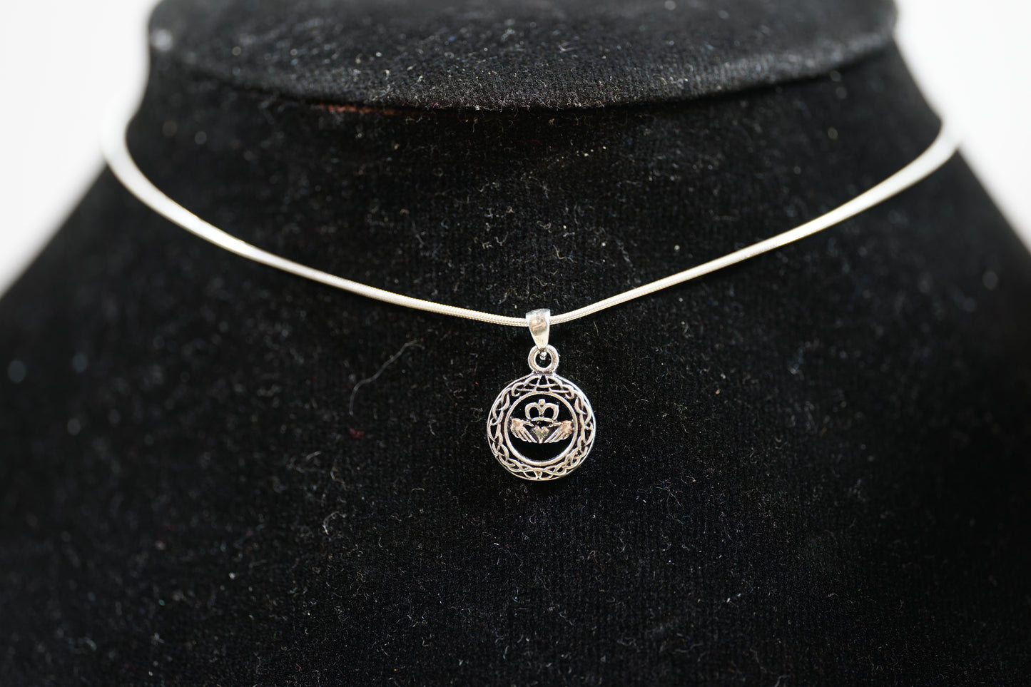 Claddagh In Braided Circle Silver Pendant