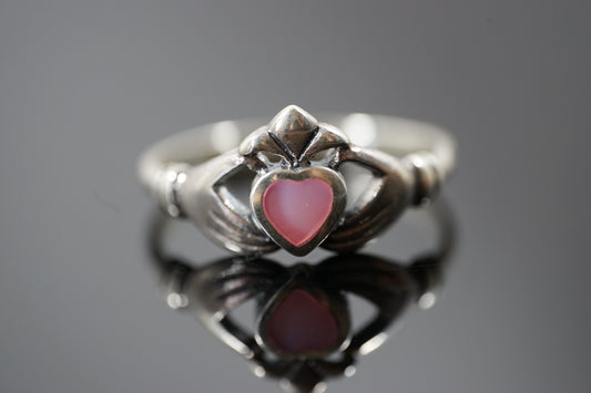 Silver Claddagh Ring With Colourful Gemstone