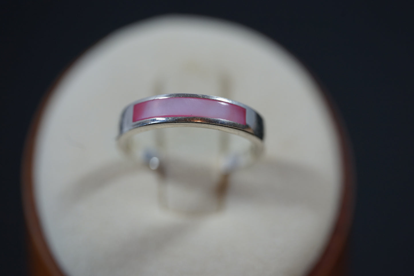 Silver Band Ring With Rectangular Gemstone