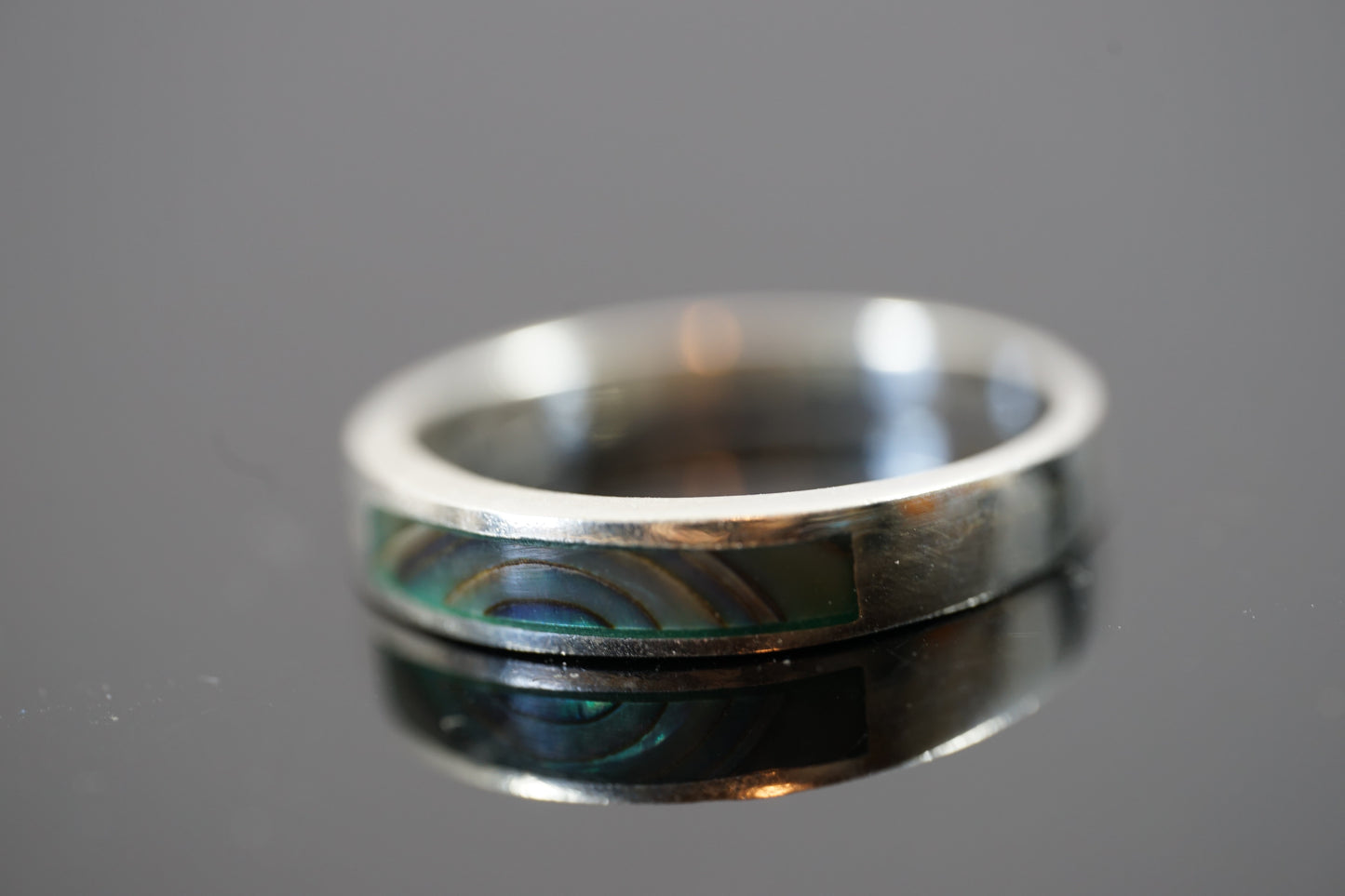 Silver Band Ring With Rectangular Gemstone