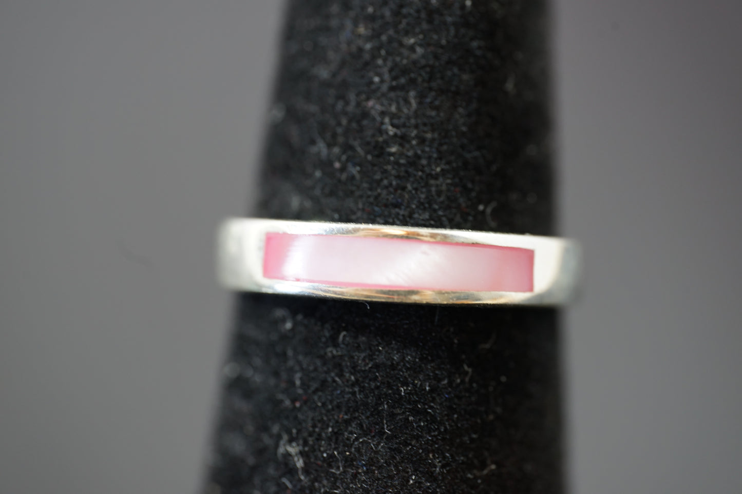 Silver Band Ring With Rectangular Gemstone