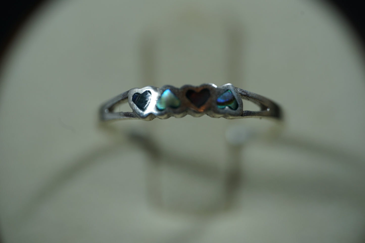 Silver Ring with Four-Hearted Gemstones