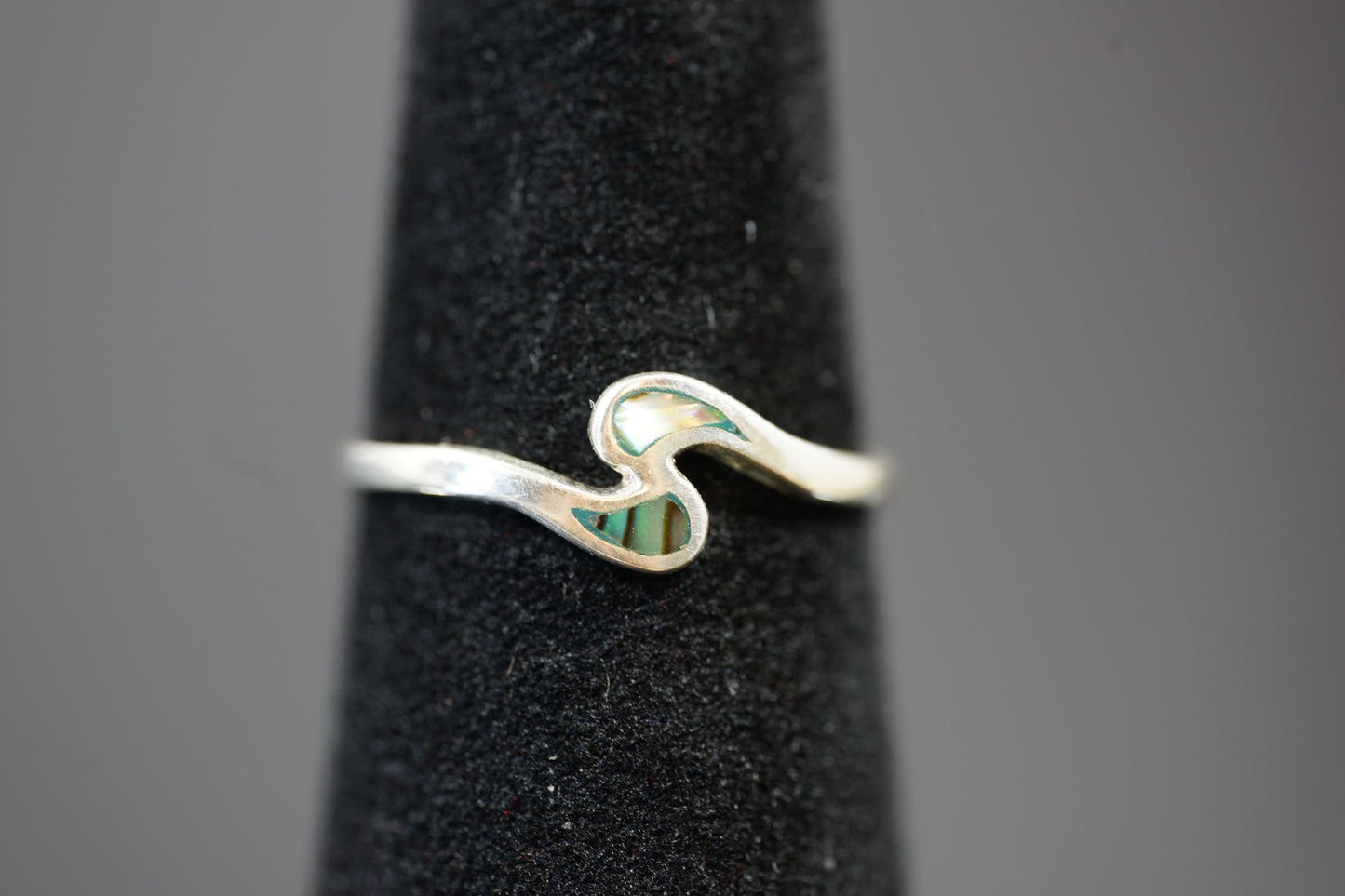 Silver Wave Ring With Two Gemstones