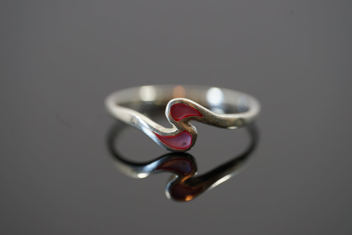 Silver Wave Ring With Two Gemstones