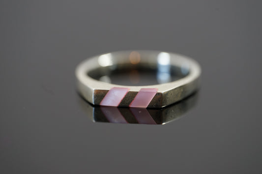 Silver Band Ring with Two Horizontal Gemstones