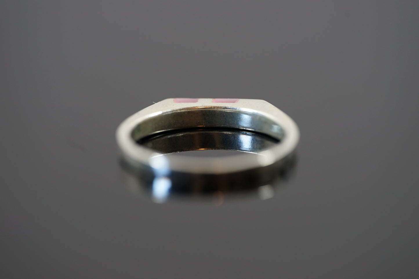 Silver Band Ring with Two Horizontal Gemstones