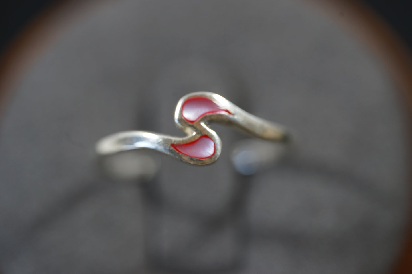 Silver Wave Ring With Two Gemstones