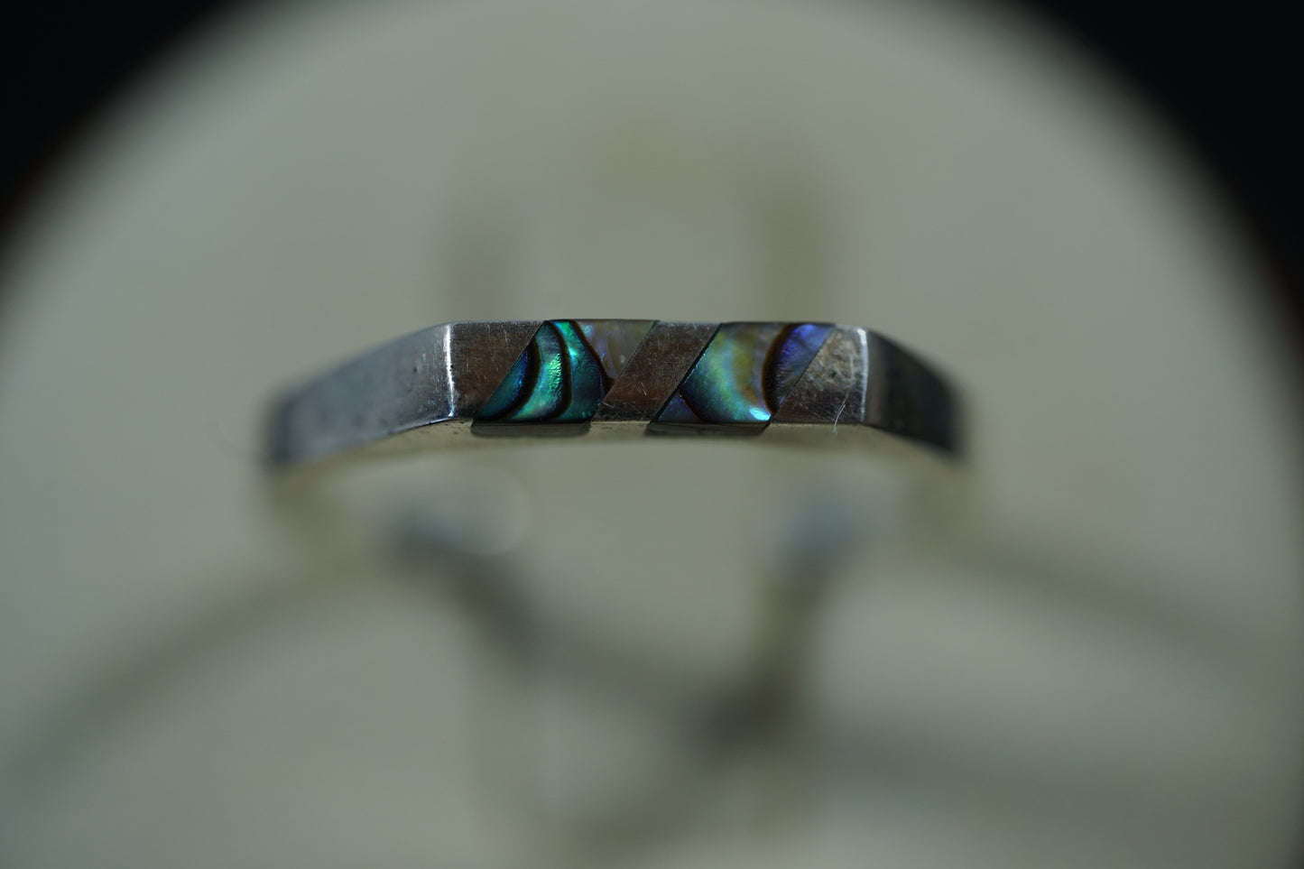 Silver Band Ring with Two Horizontal Gemstones