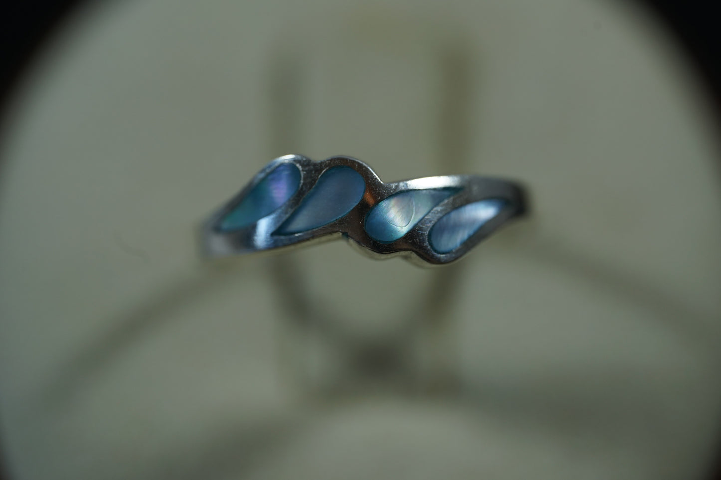 Silver Ring With Four drop-shaped Gemstones