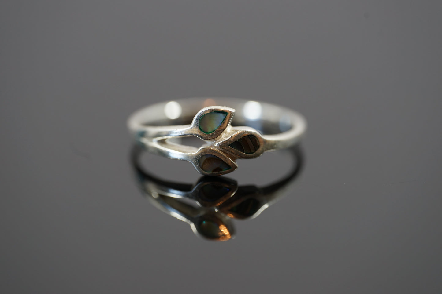 Silver Three-Drop Ring With Three Gem Stones