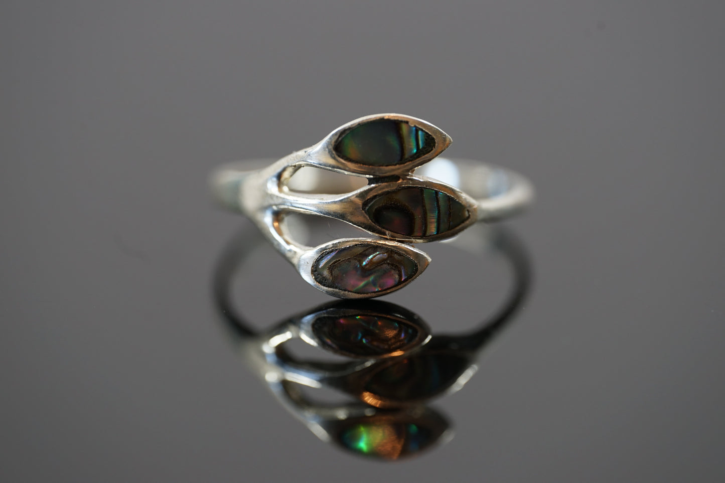 Silver Ring With Three Oval Gemstones