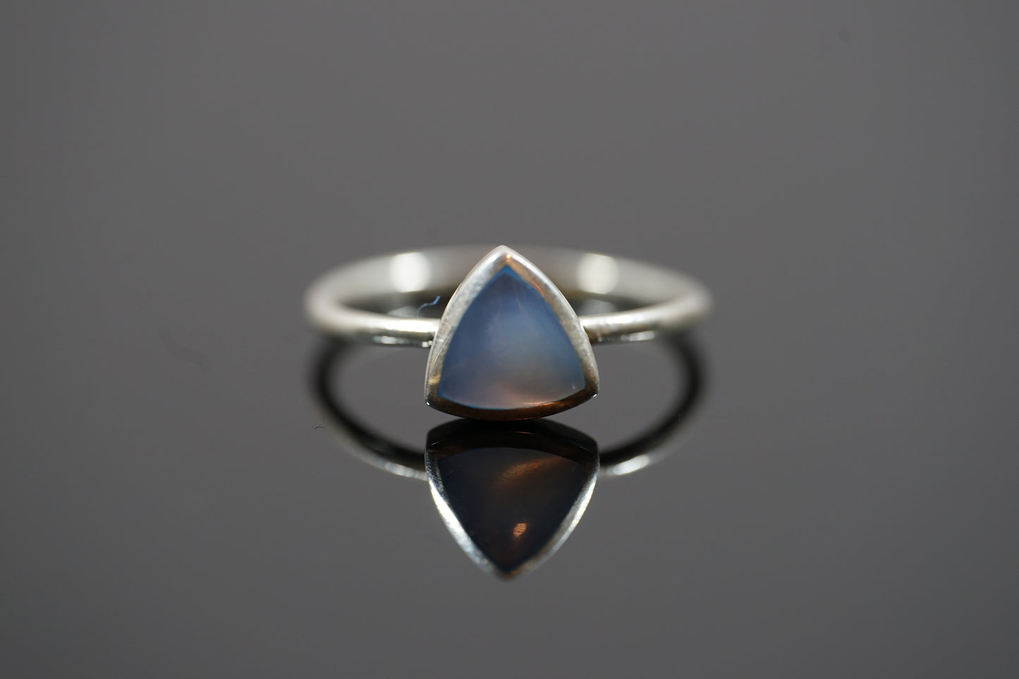 Silver Ring With Triangular Gemstone