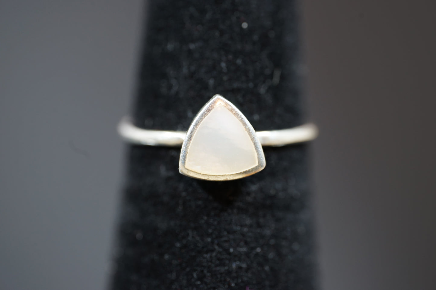 Silver Ring With Triangular Gemstone