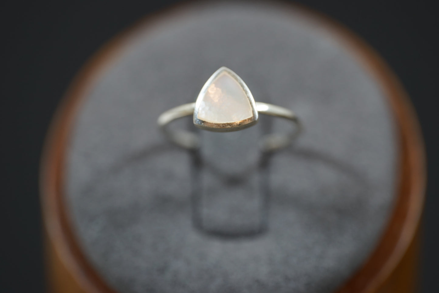 Silver Ring With Triangular Gemstone