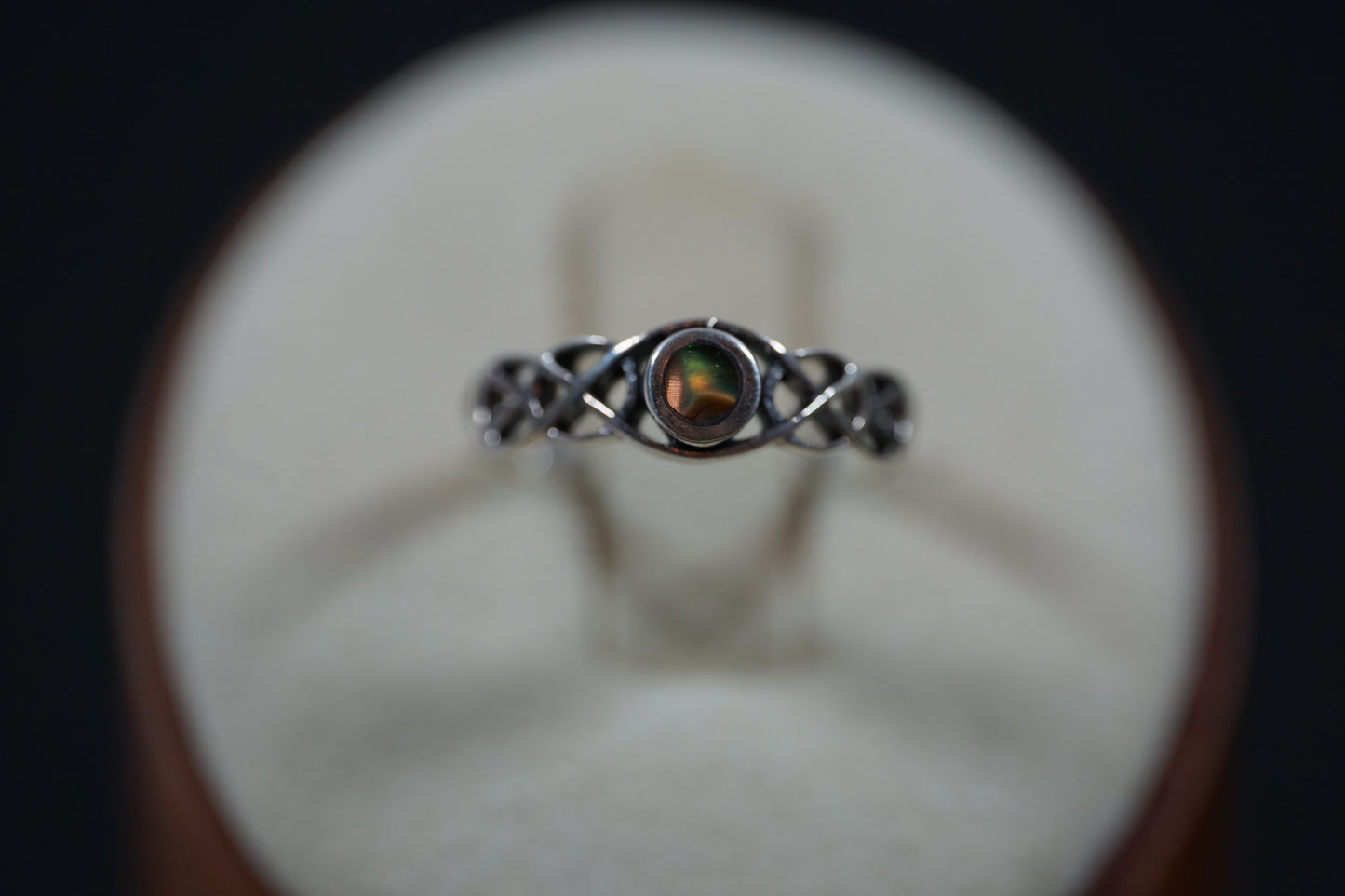 Silver Ring With Gem Stone And Intricate Band Design