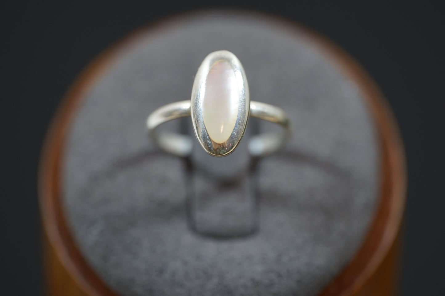 Silver Ring With Big Long Gem Stone