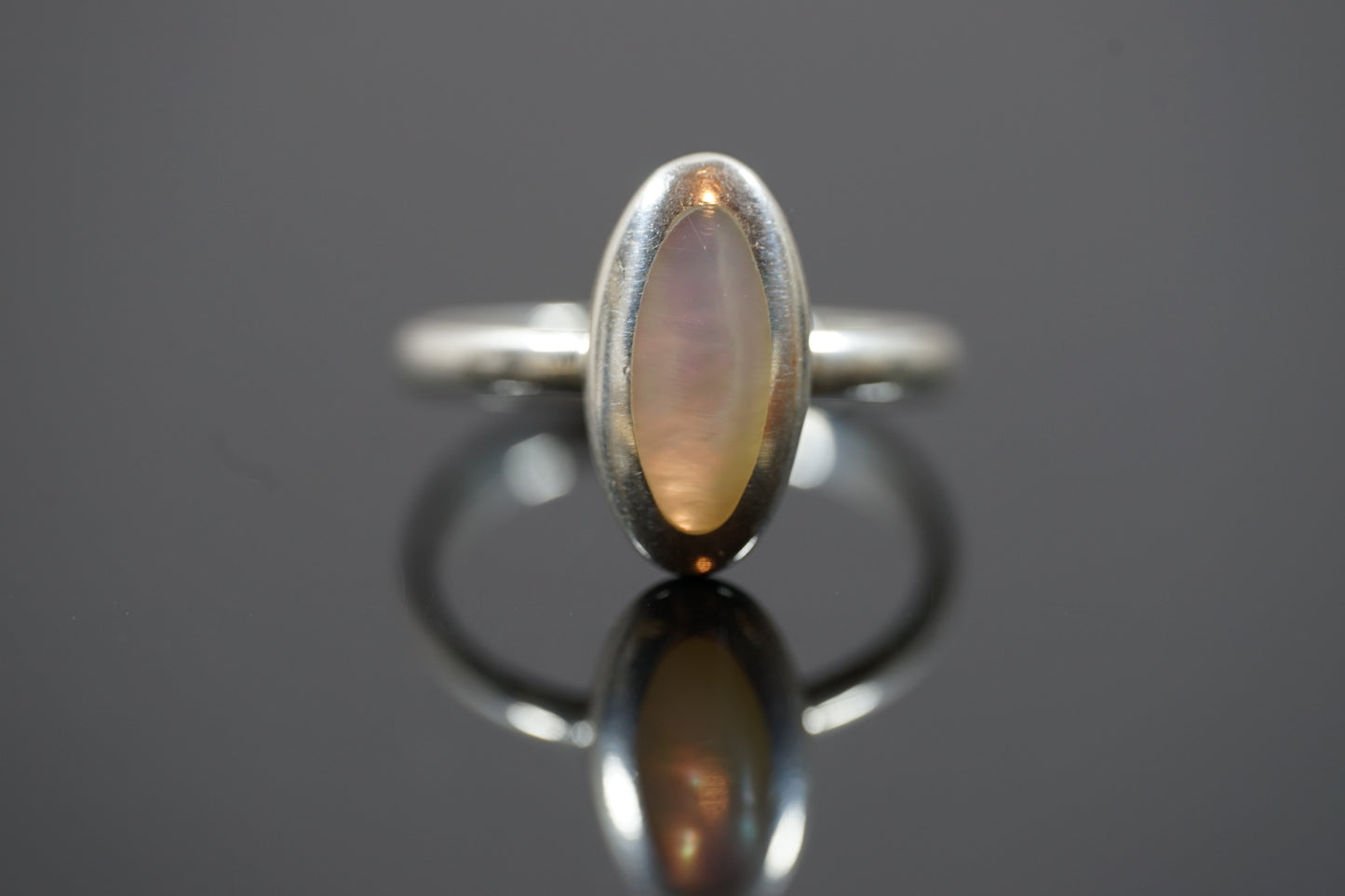 Silver Ring With Big Long Gem Stone