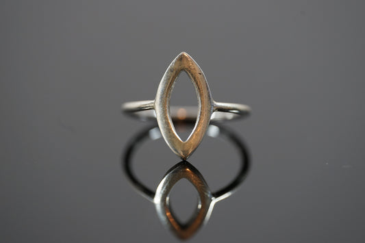 Silver Ring With Hollow Oval Point