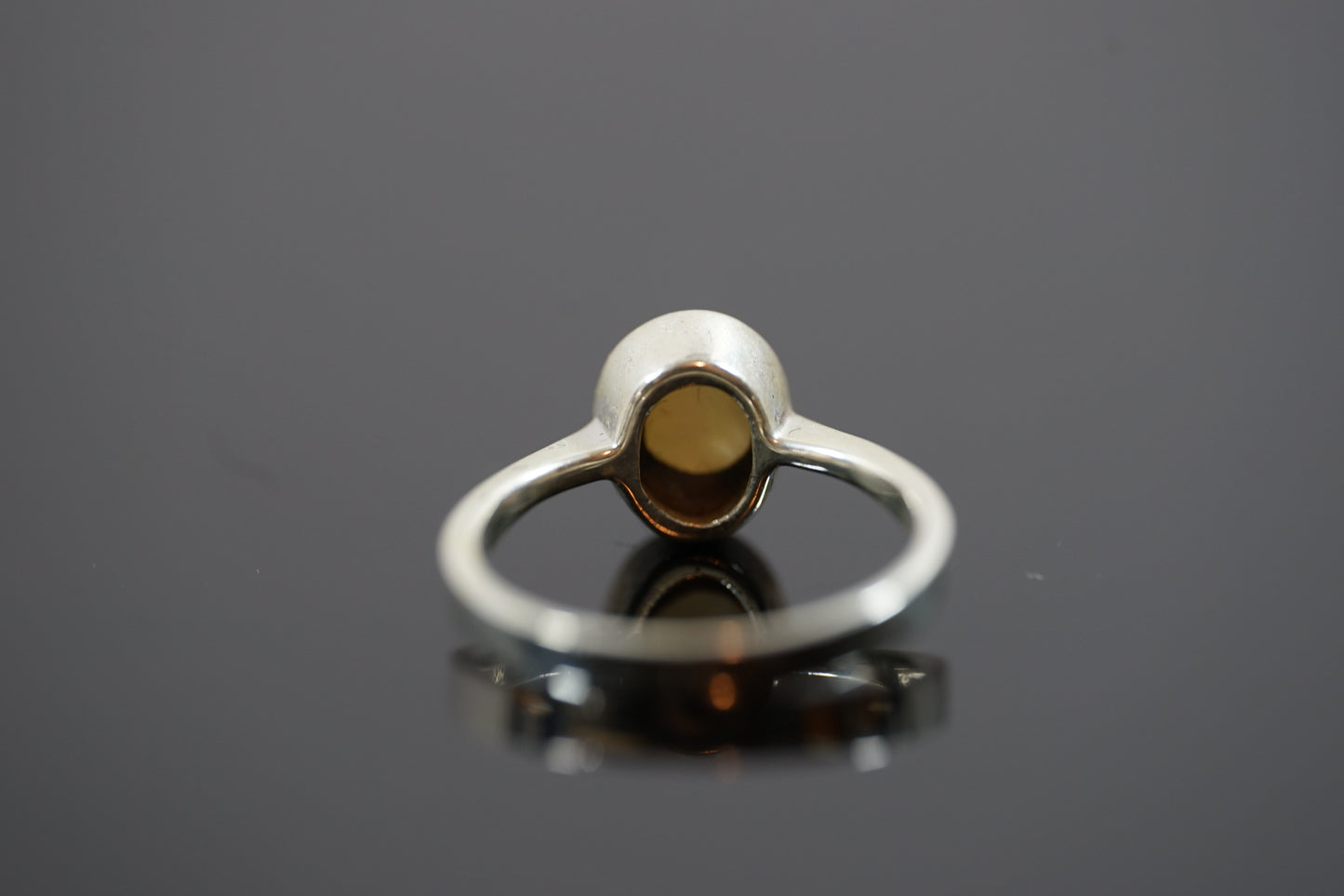 Silver Ring With Thick Band And Round Gemstone