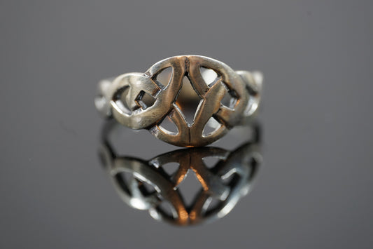 Silver Double Trinity Knot Celtic Ring