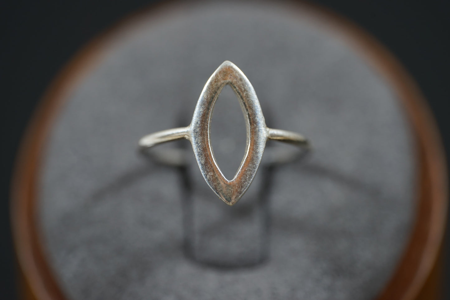 Silver Ring With Hollow Oval Point