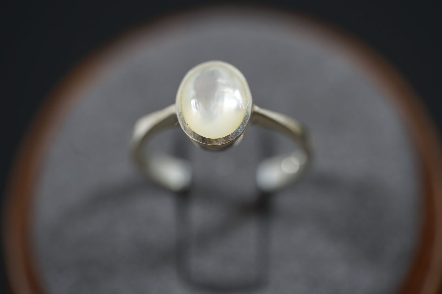 Silver Ring With Thick Band And Round Gemstone