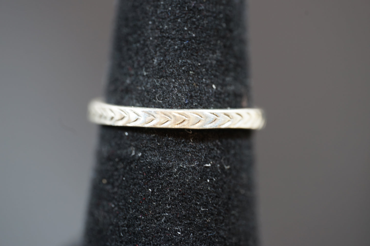 Silver Band Ring With Small Engraved Arrows