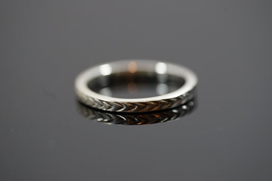 Silver Band Ring With Small Engraved Arrows