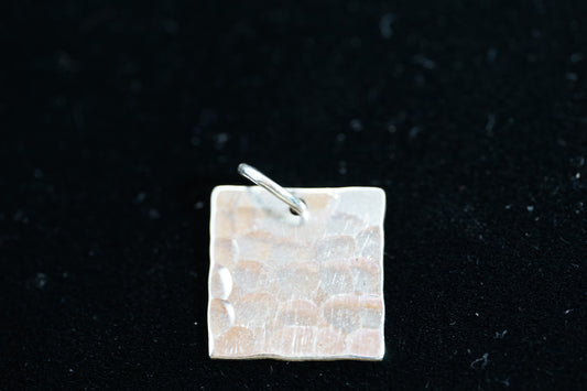 Square Silver Pendant With Engraved Design