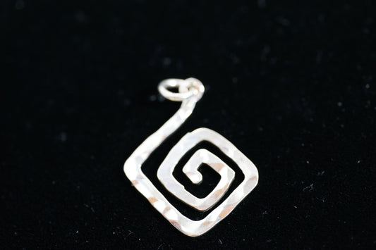 Squared Swirl Silver Pendant