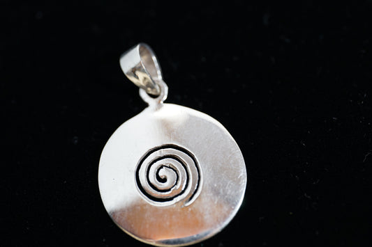 Fossil Snail Silver Pendant