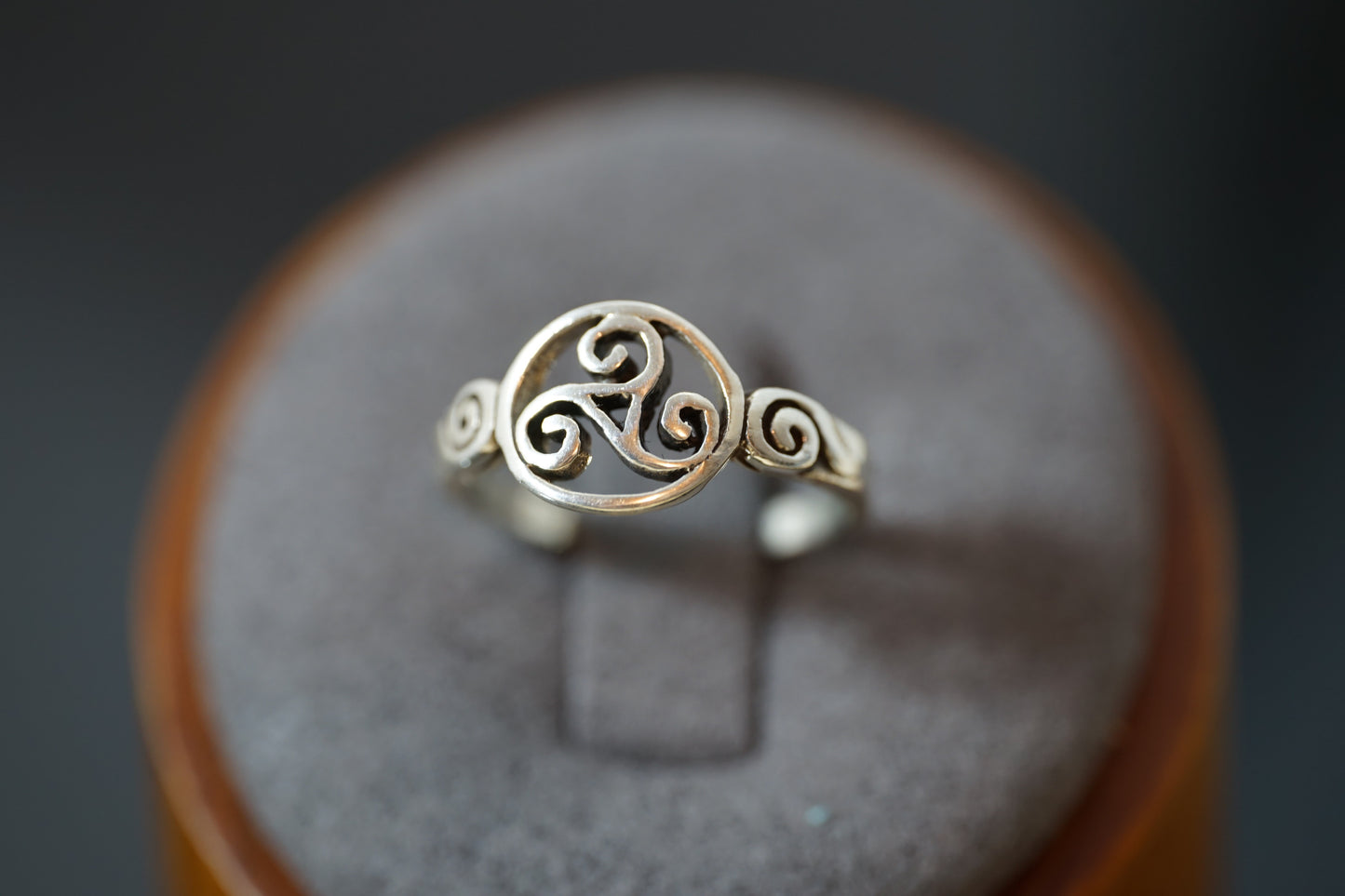 Elegant Celtic Triskele Wheel Silver Ring