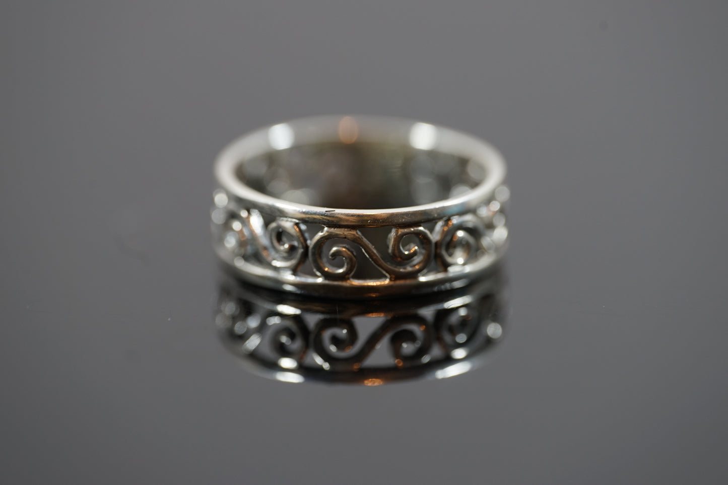 Swirly Silver Band Ring