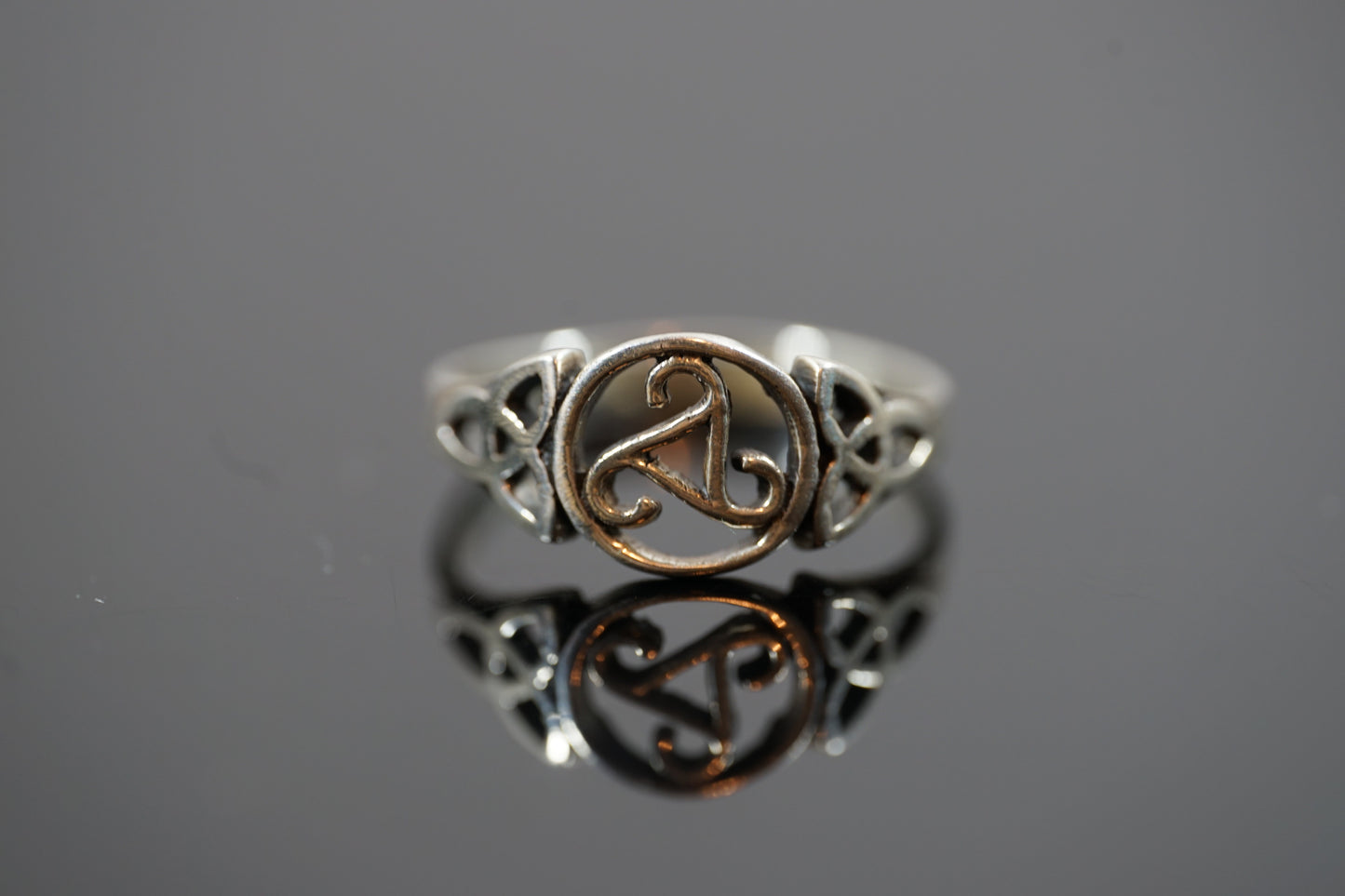 Celtic Wheel With Double Knot Silver Ring