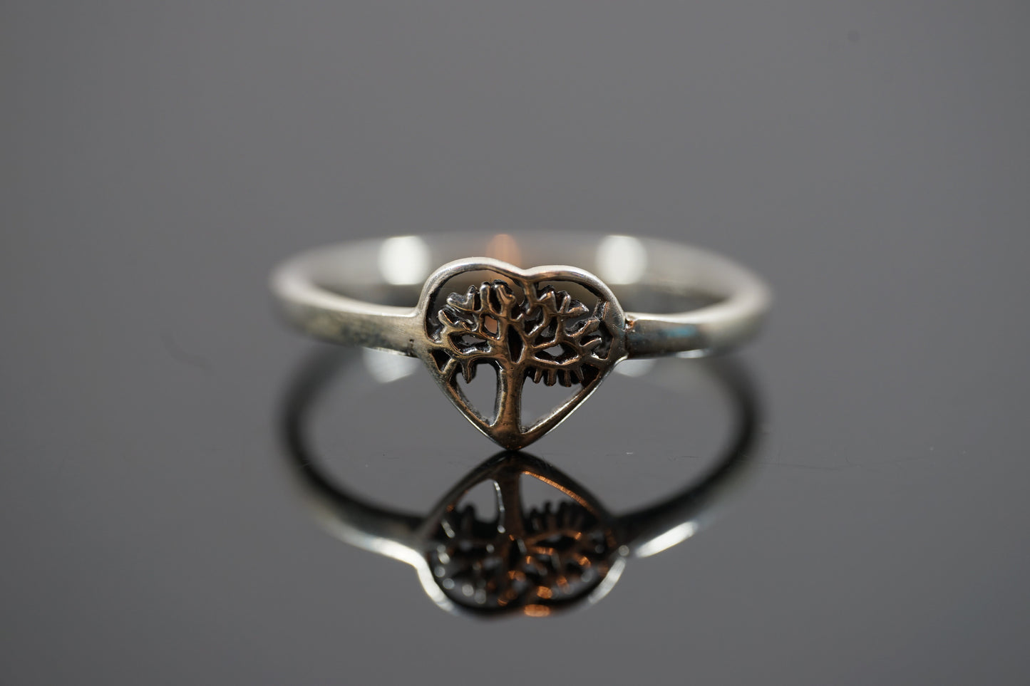 Tree Heart Silver Ring