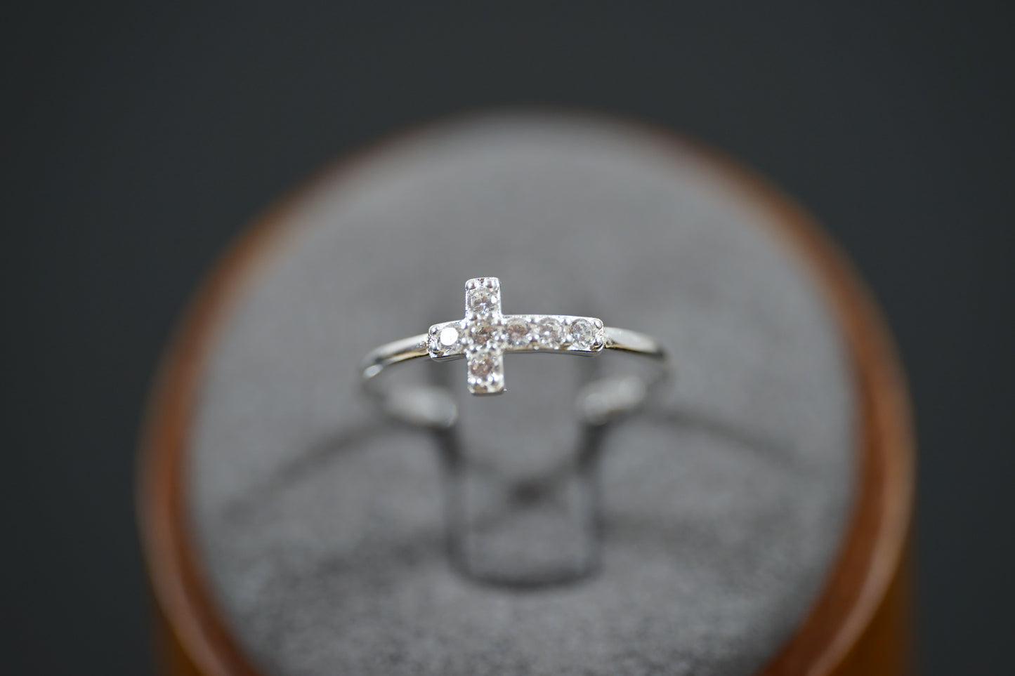 Cubic Zirconia Cross Silver Ring