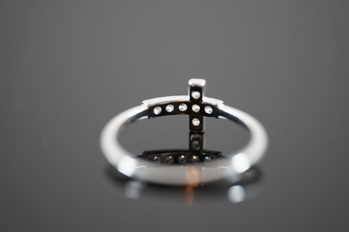 Cubic Zirconia Cross Silver Ring