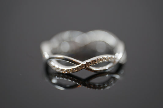 Braided Cubic Zirconia Silver Ring