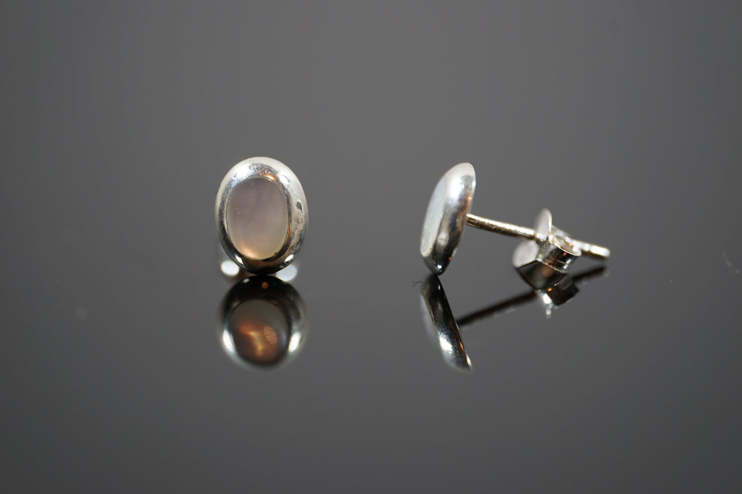 Oval Stud Silver Earrings