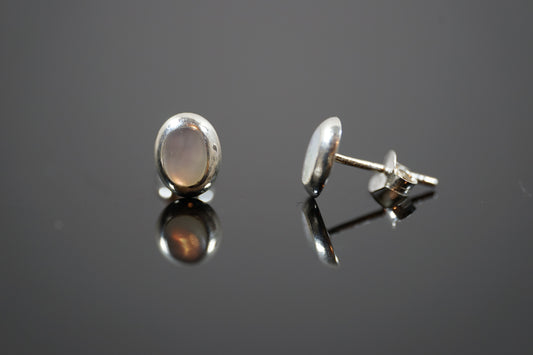 Oval Stud Silver Earrings