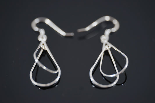 Hollow Oval Dangling Silver Earrings