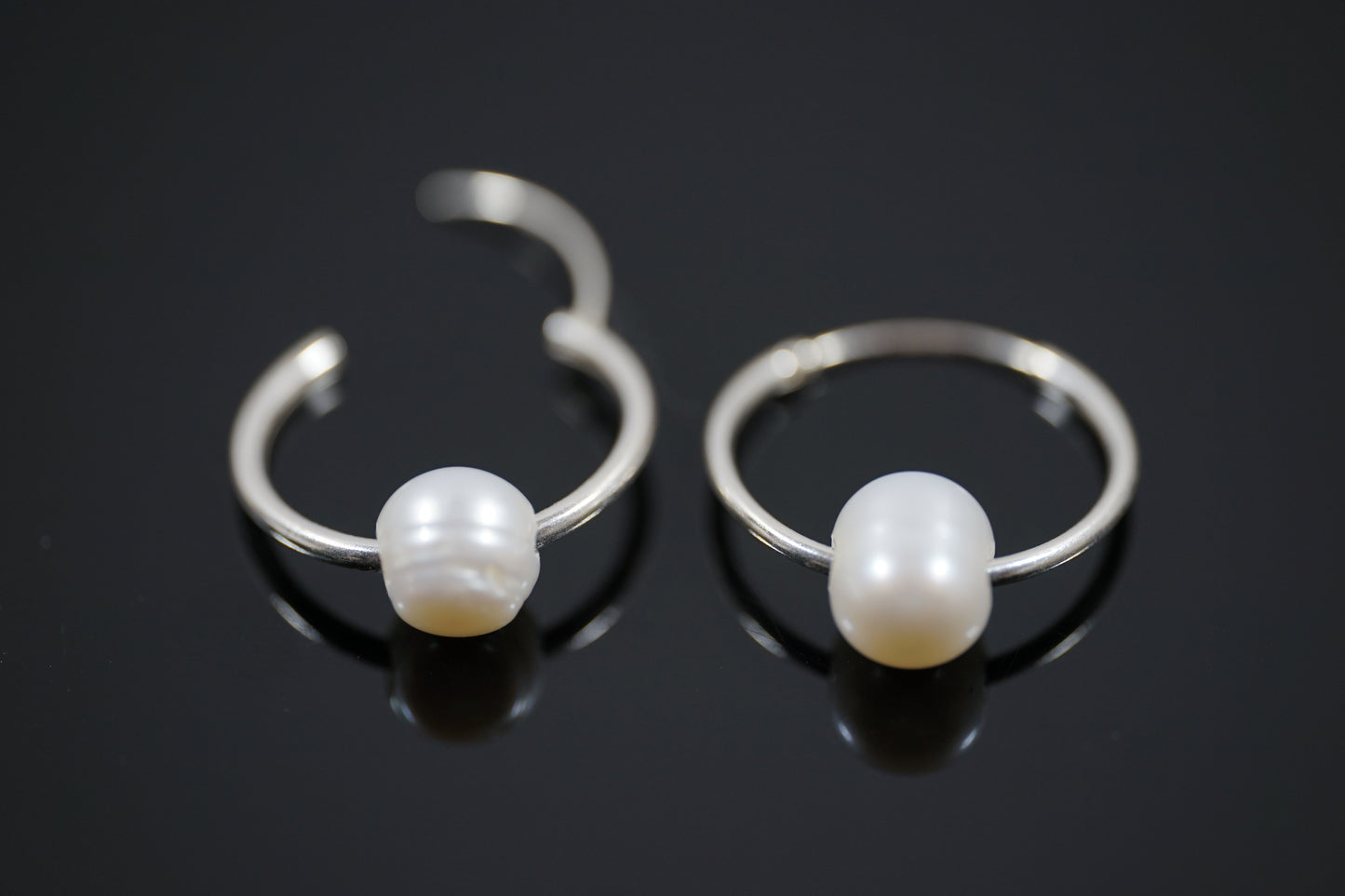 Pearl Hoop Silver Earrings