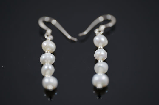 Pearl Dangling Silver Earrings