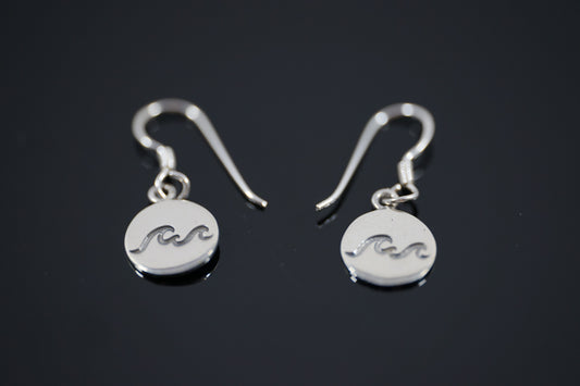 Engraved Wave Silver Earrings