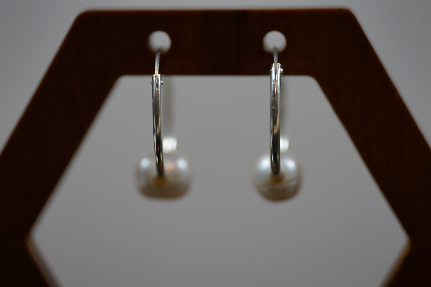 Pearl Hoop Silver Earrings