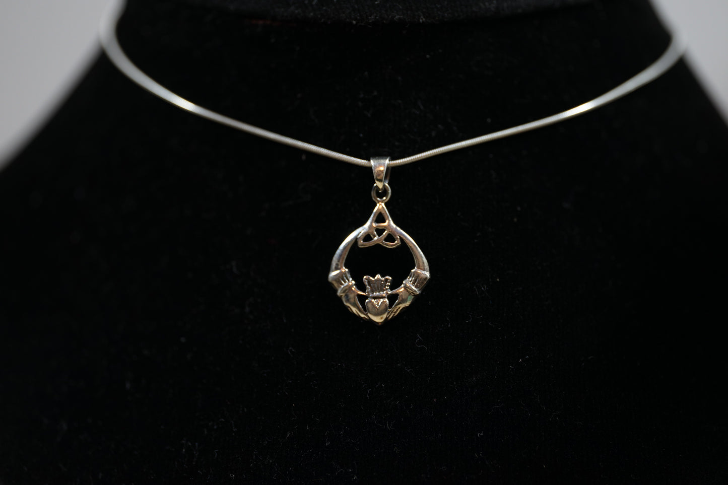 Claddagh & Celtic Knot Silver Pendant